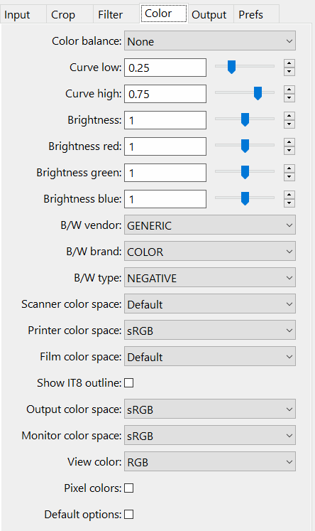 vuescan settings for 110 film